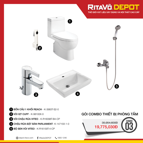 COMBO THIẾT BỊ VỆ SINH KOHLER ƯU ĐÃI LÊN ĐẾN 45% – RitaVõ Depot - Thế