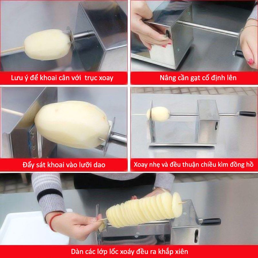 hướng dẫn cắt khoai tây lốc xoáy - Máy Thái Long