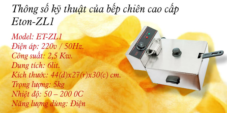 Thông số kỹ thuật bếp chiên Eton