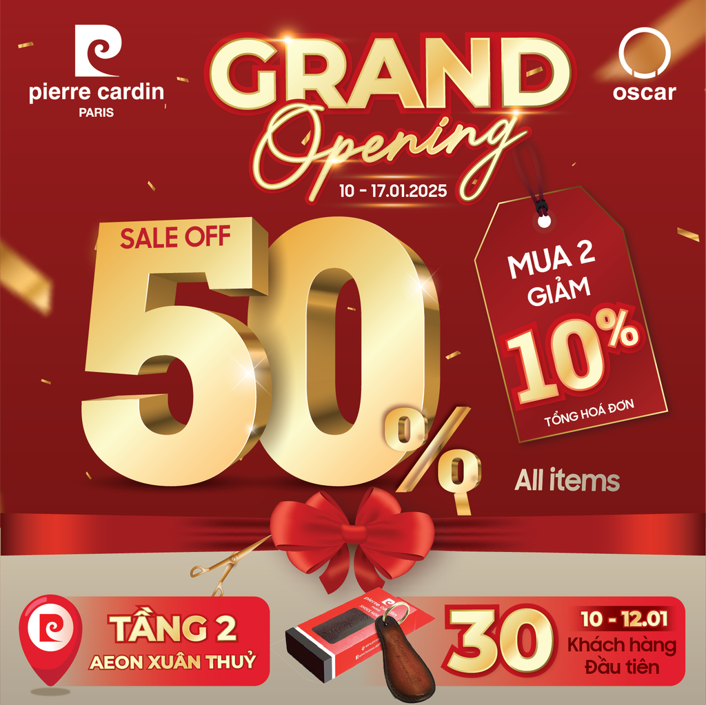 🎊️PIERRE CARDIN TƯNG BỪNG KHAI TRƯƠNG - LẦN ĐẦU TIÊN TẠI AEON XUÂN THỦY - GIẢM 50% TOÀN BỘ SẢN PHẨM🎊️