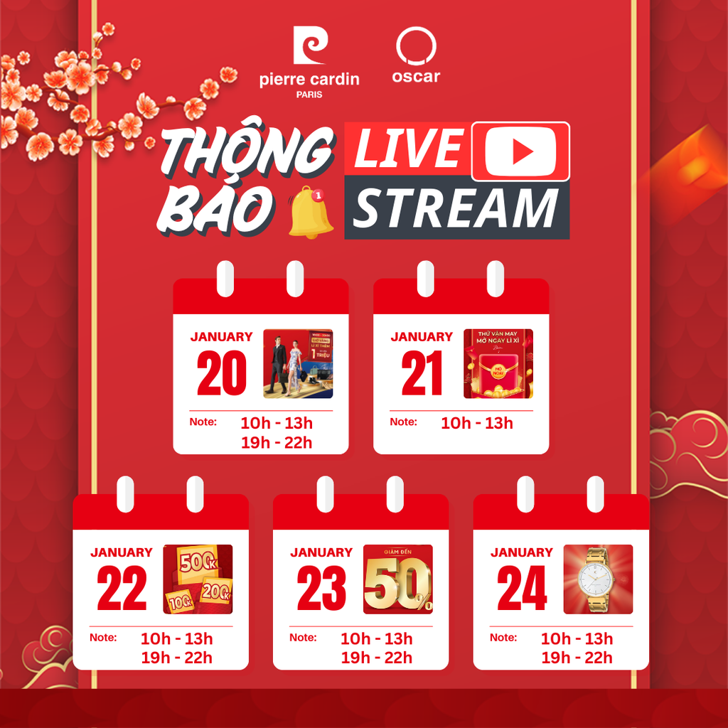 🎥PIERRE CARDIN - THÔNG BÁO LỊCH LIVESTREAM TRÚNG GIẢI CỰC HẤP DẪN🎁