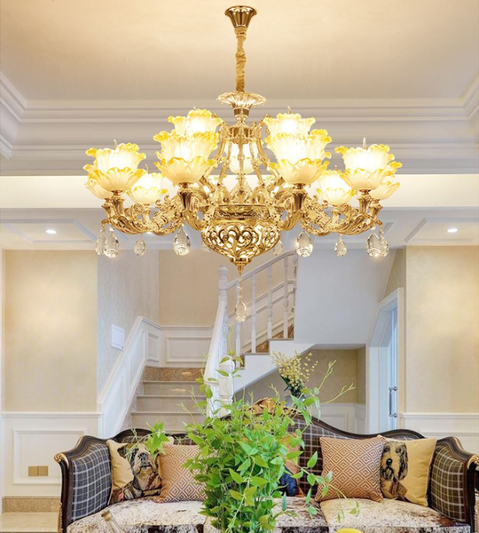 đèn chùm chao thủy tinh