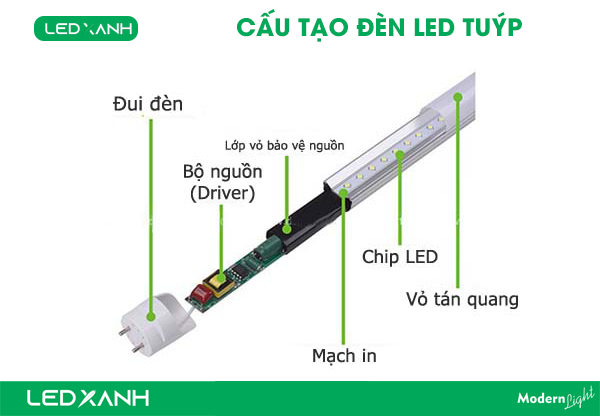 Cấu tạo đèn tuýp LED