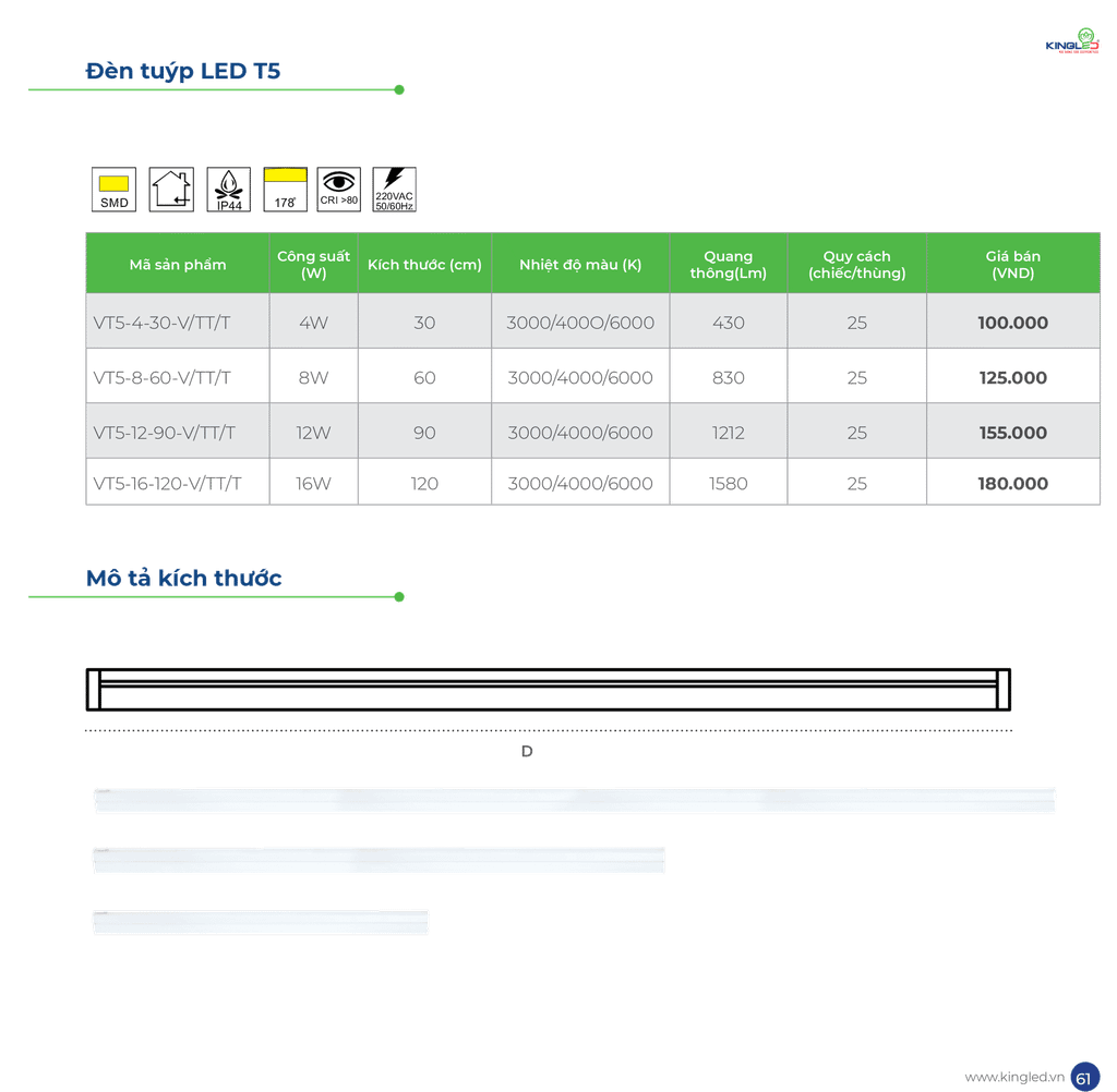 đèn tuýp led Kingled