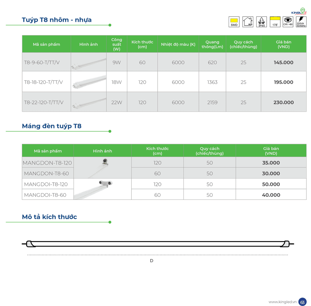 đèn tuýp led Kingled