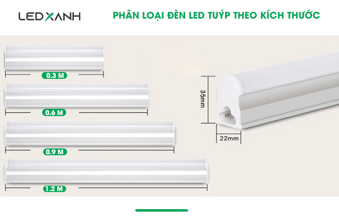 Phân loại đèn LED tuýp theo kích thước