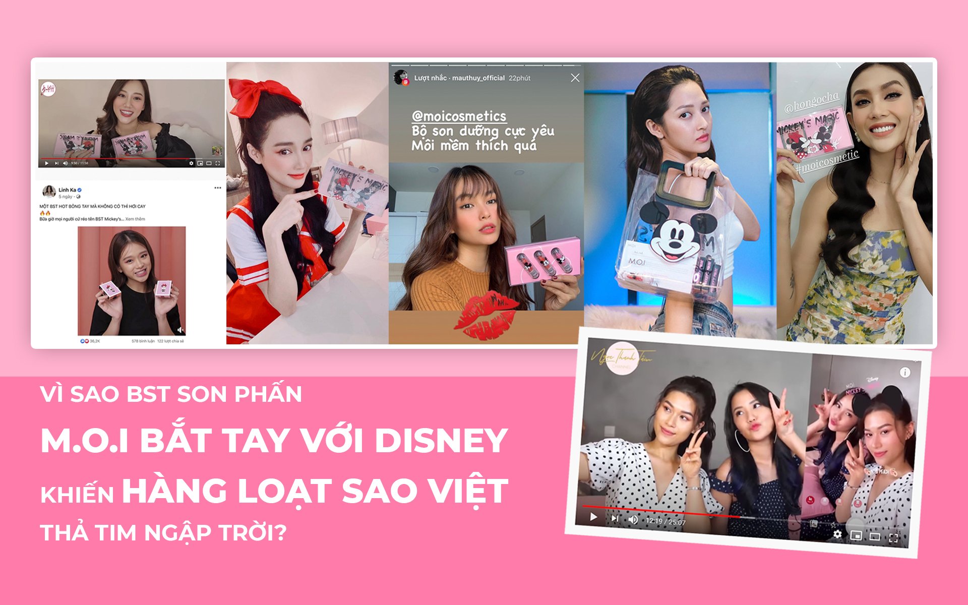 Vì sao BST son phấn M.O.I Cosmetics bắt tay với Disney của Hà Hồ lại khiến hàng loạt sao Việt thả tim ngập trời thế này?