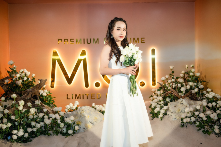 Đào Minh Phương tại sự kiện ra mắt nước hoa cao cấp Destiny của M.O.I Cosmetics