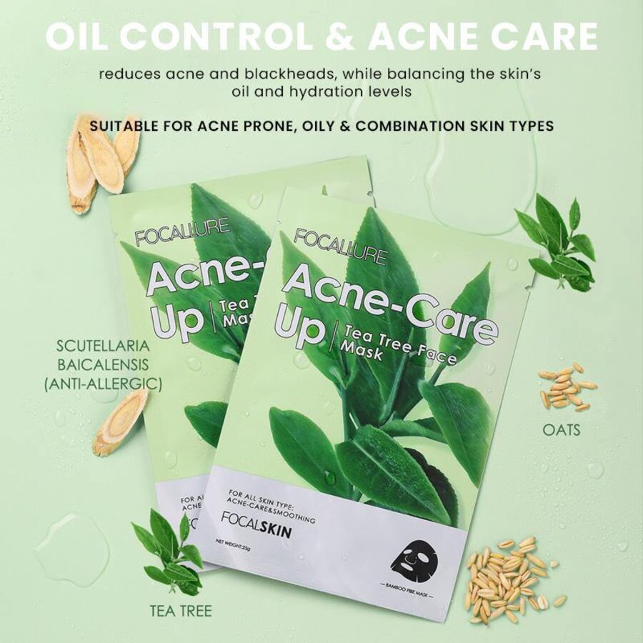 Mặt nạ Focallure trị mụn Acne – Care Up – Tea Tree Face Mask