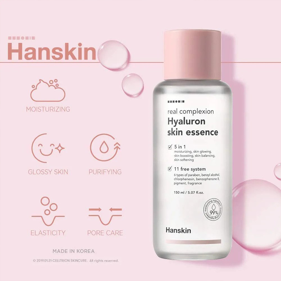 Toner Hanskin’s Real Complexion Hyaluron Skin Essence có thiết kế đơn giản