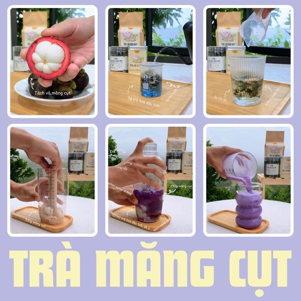 Cách pha trà măng cụt hoa đậu biếc
