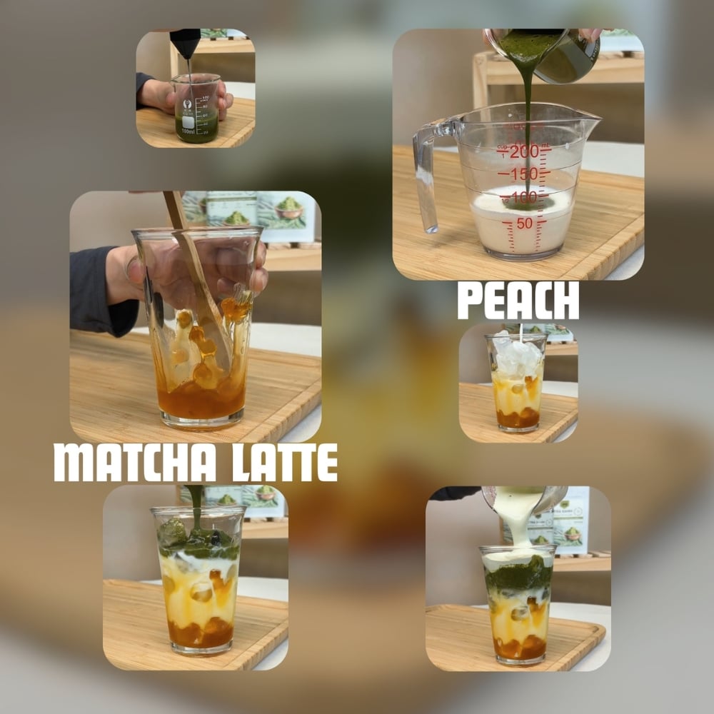 Matcha latte peach