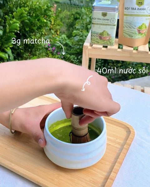 Bước 1: Đánh matcha tàu hũ matcha