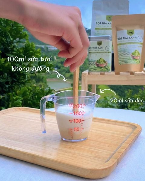 Bước 2: Pha hỗn hợp sữa tàu hủ matcha