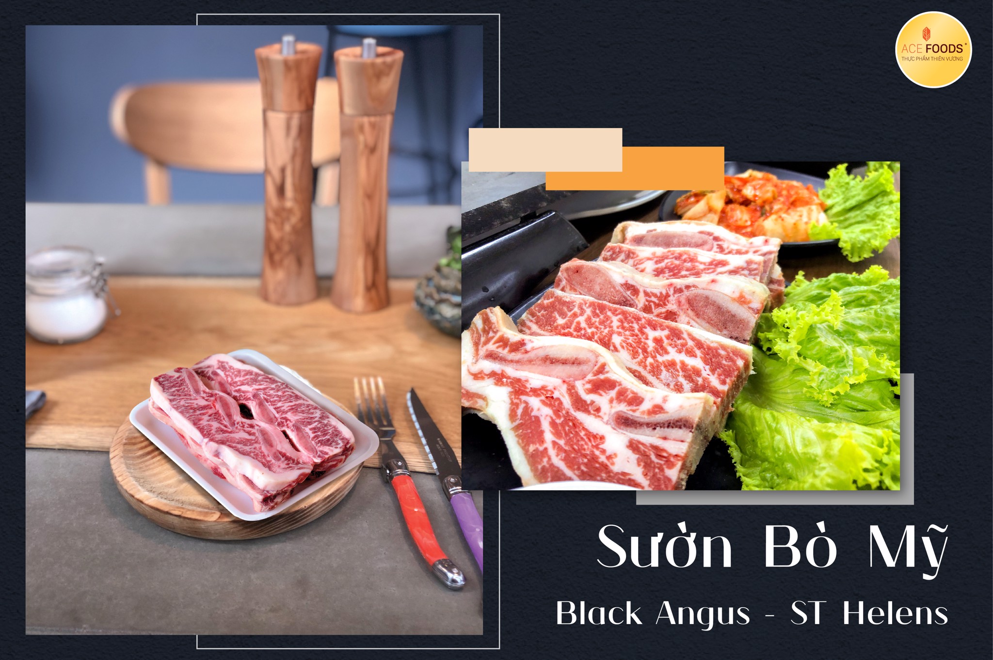 Sườn có xương bò Mỹ Black Angus St.Helens phù hợp chế biến món nướng