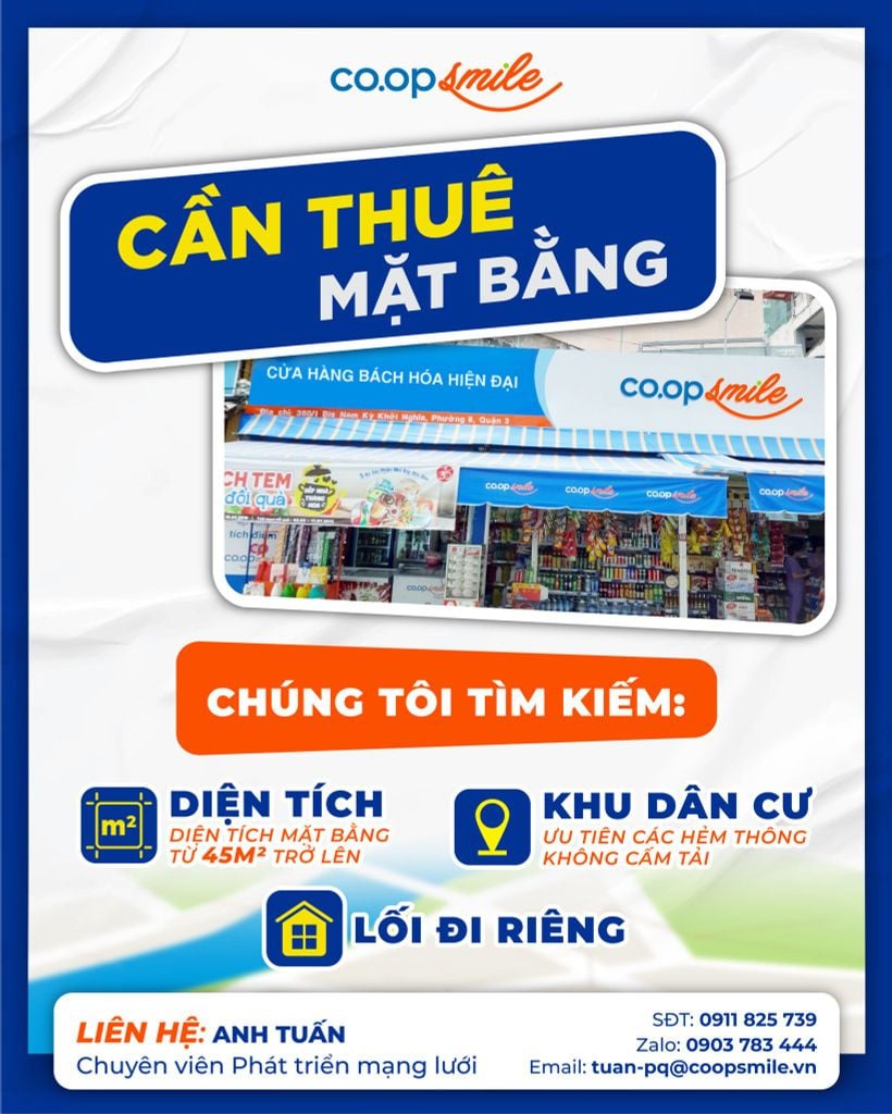 CO.OPSMILE THÔNG BÁO TÌM MẶT BẰNG