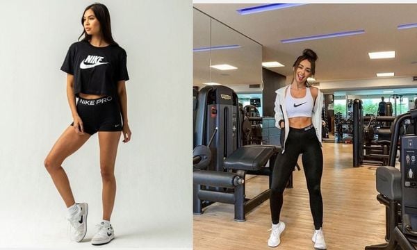 Phối áo Nike nữ phong cách tập luyện