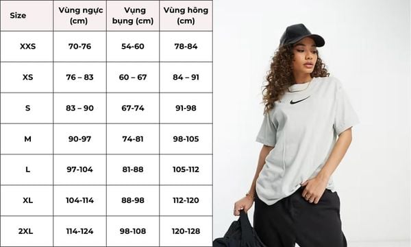 Bảng size áo Nike nữ
