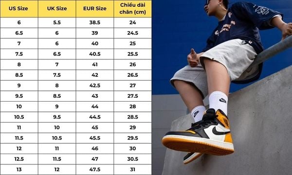 Chọn size giày Nike nam