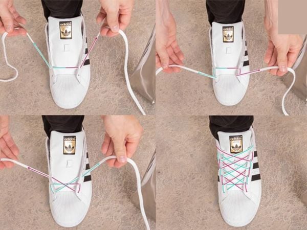 Cách thắt dây giày adidas kiểu mạng nhện