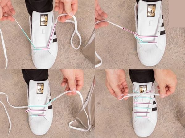 Cách thắt dây giày adidas kiểu 7 lỗ hình dây thẳng