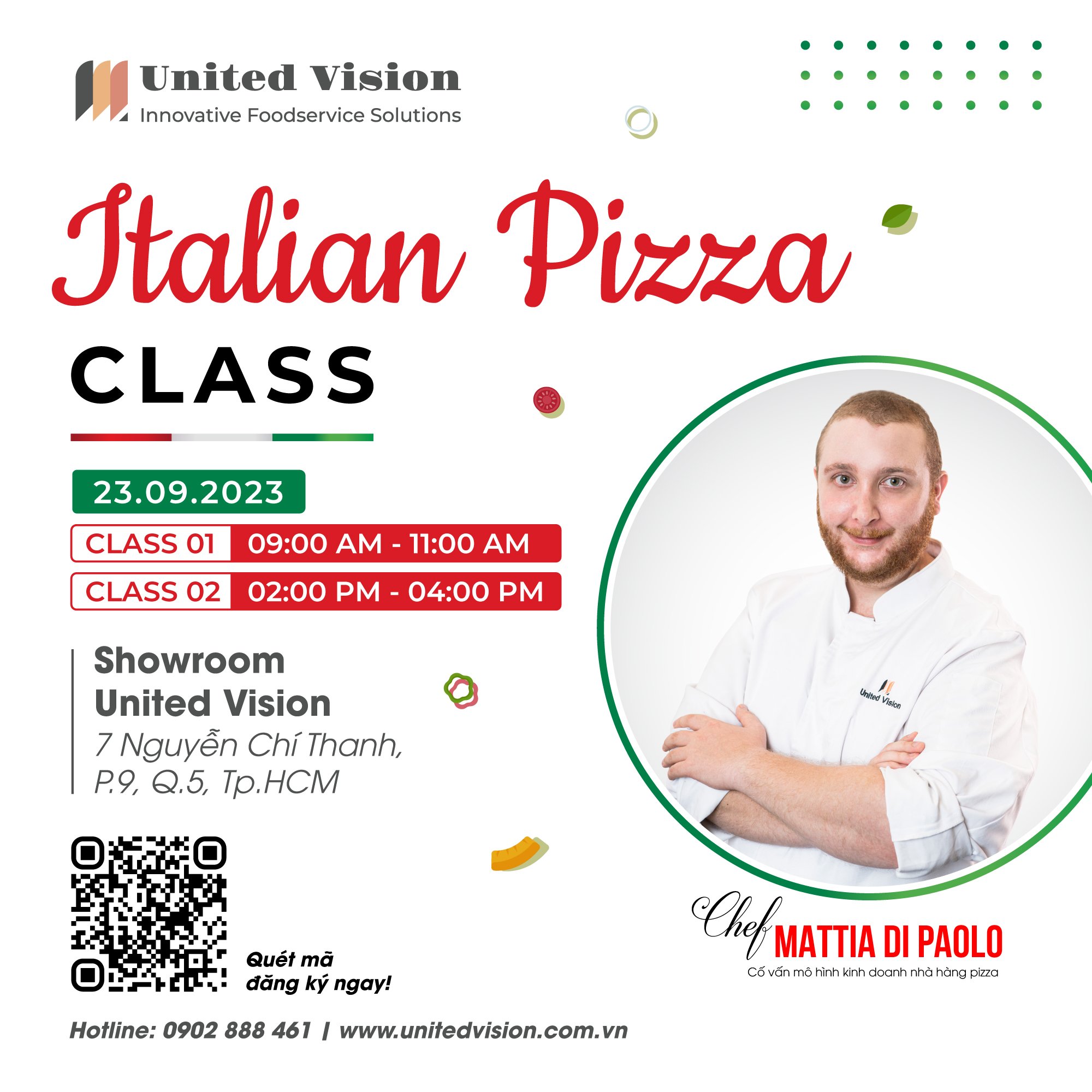 Italian Pizza Class - Lớp học Pizza Ý cùng chef Mattia Di Paolo tại United Vision