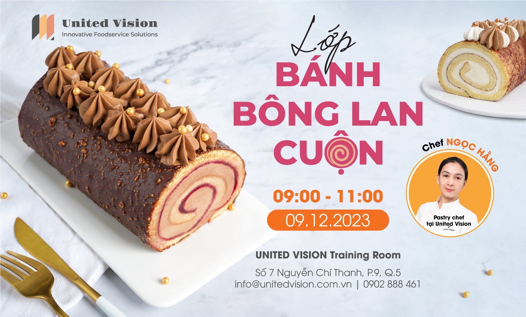 Roll Cake Class with Chef Hang at United Vision | Baking With UNOX Convection Oven