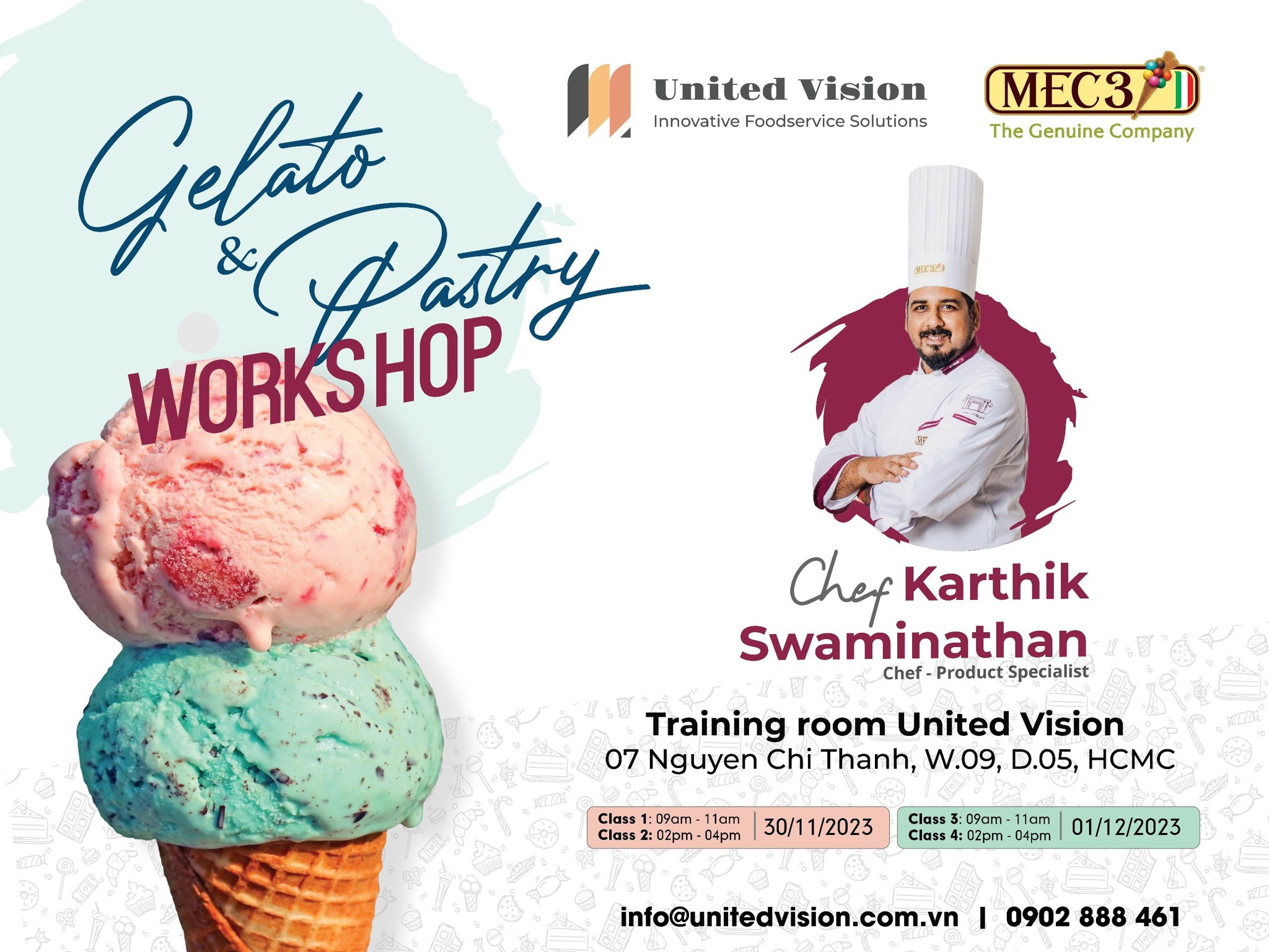 Lớp làm kem Gelato & Pastry Workshop | Tìm hiểu nguyên liệu làm kem MEC3 và những ứng dụng của chúng
