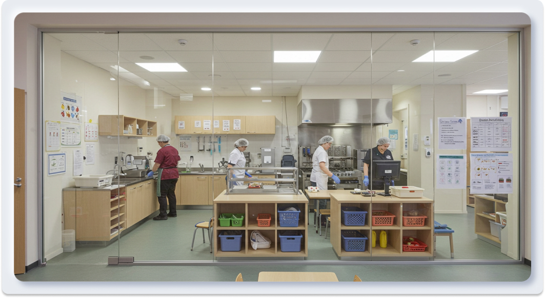 Thiết Kế Bếp Ăn Trường Mầm Non Đạt Chuẩn: Tránh Sai Lầm & Tiết Kiệm Chi Phí