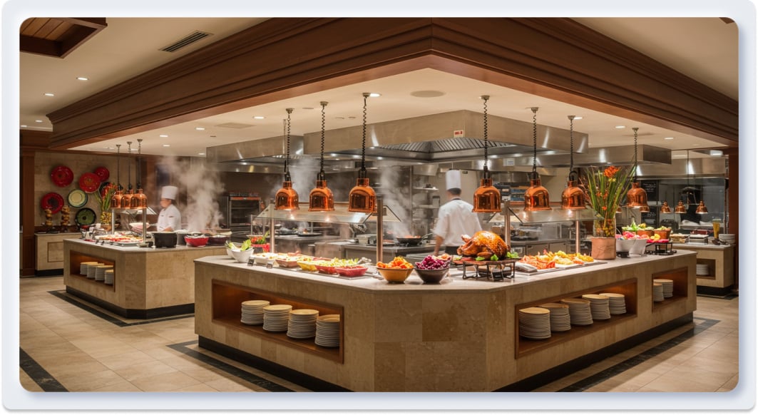 Thiết Kế Bếp Buffet Resort: Tối Ưu Vận Hành & Trải Nghiệm