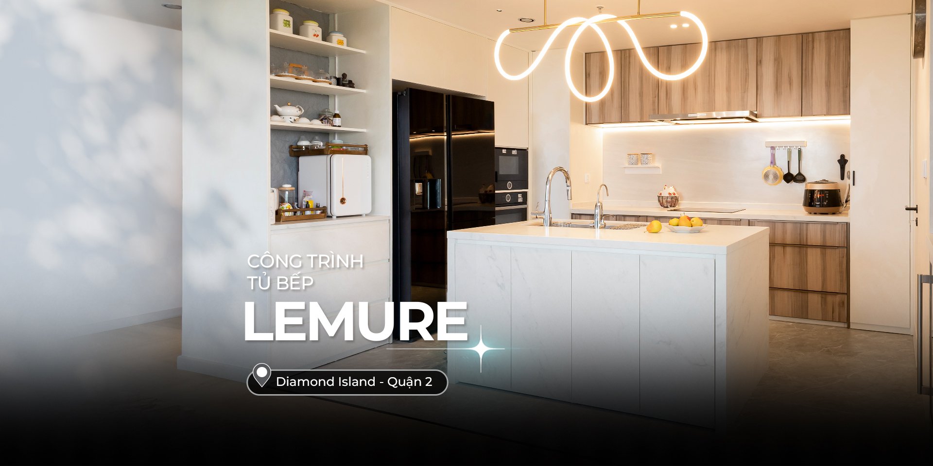 Hệ Tủ Bếp Nhật Bản Cao Cấp Lemure Màu L1T - Đảo Kim Cương