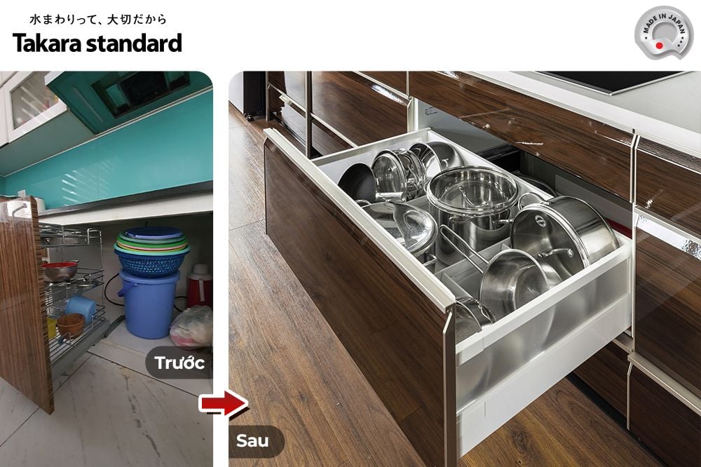 khoang tủ của takara standard được thiết kế tối ưu sức chứa