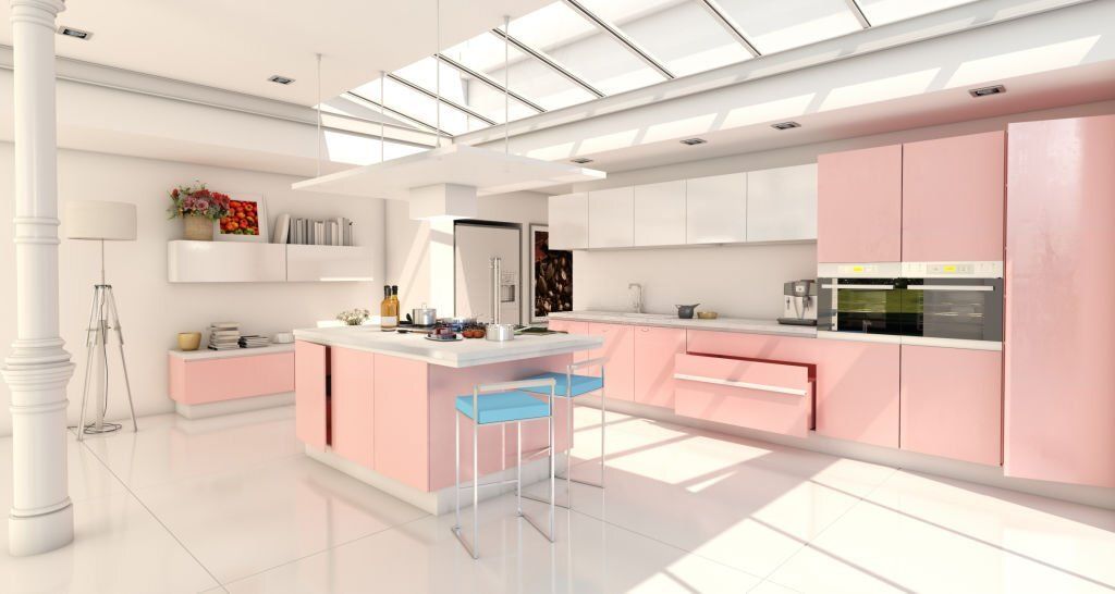 Tủ bếp màu hồng 8