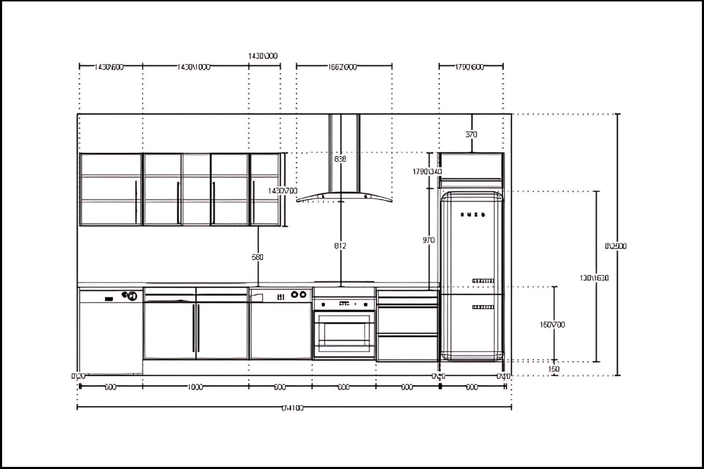 Kích thước tủ bếp chữ i