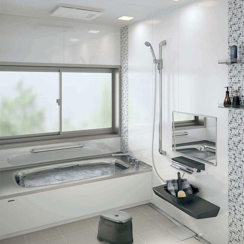 Hệ nhà tắm Emelord không chỉ bao gồm đầy đủ các nội thất cần thiết cho dạng bồn tắm Nhật Bản