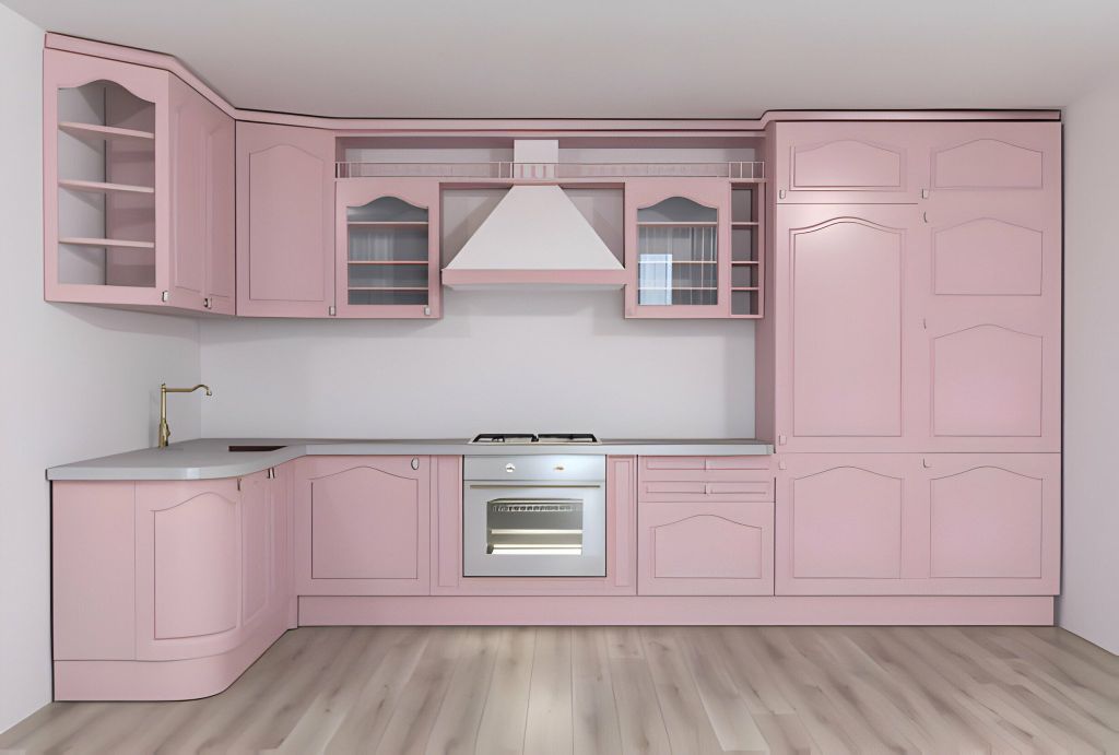 Tủ bếp nhựa cao cấp màu hồng
