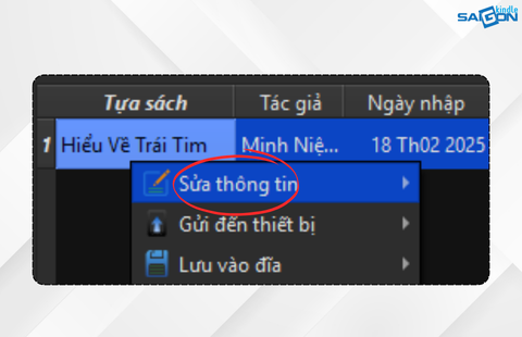 sửa thông tin sách trên calibre