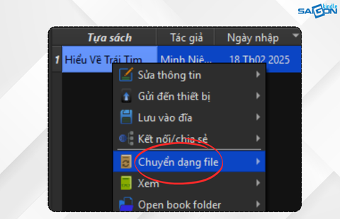 chuyển đổi định dạng sách trên calibre