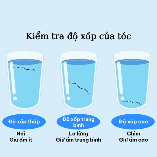 Xác định độ xốp của tóc theo phương pháp dễ và tiện nhất bằng cách thả sợi tóc vào ly nước