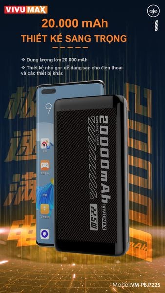 Pin sạc dự phòng Polymer 20.000mAh Vivumax P125 – Phụ kiện