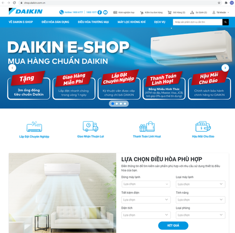 Ra mắt trang TMĐT Daikin E-Shop đầu tiên trong ngành điều hòa