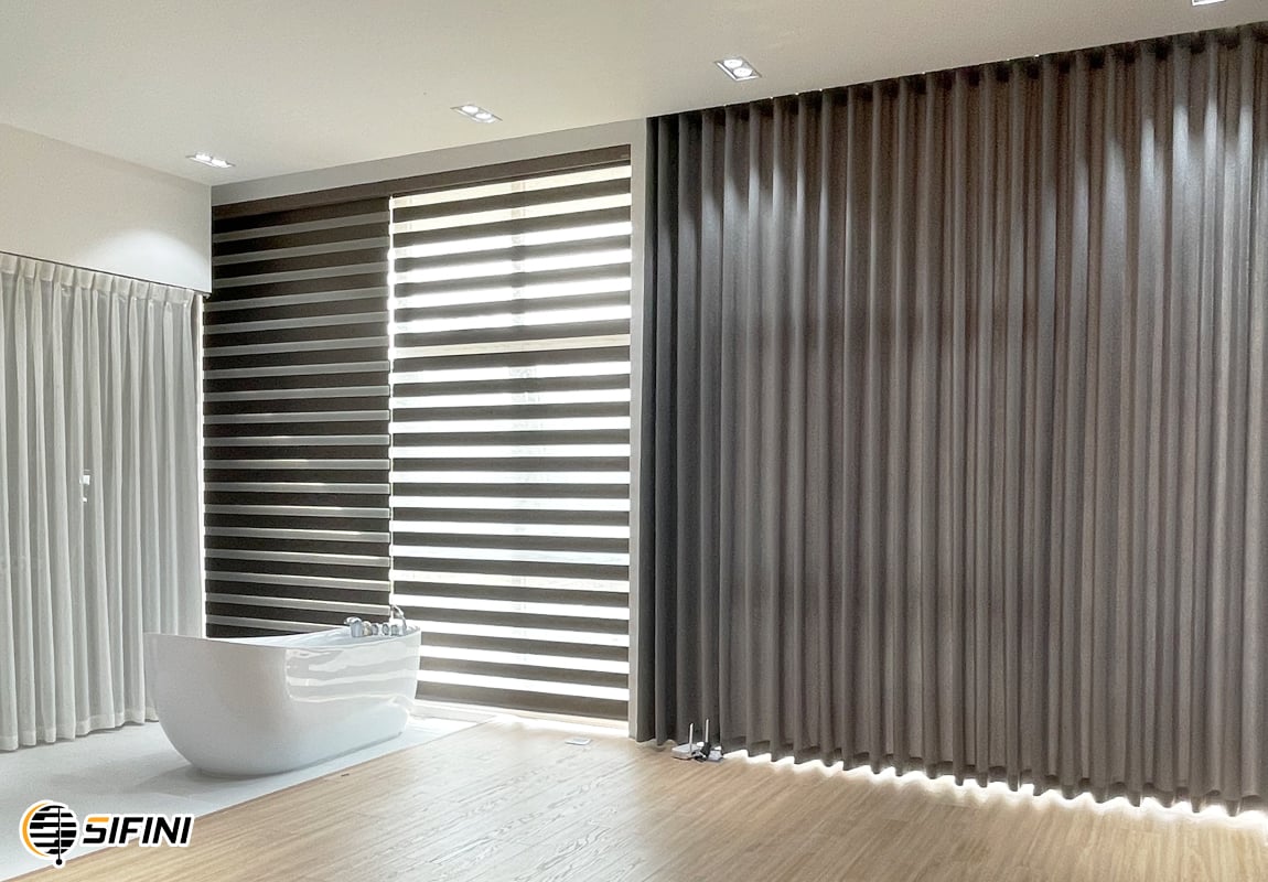 Combo rèm vải và rèm cầu vồng