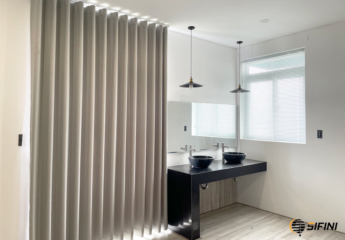 Combo rèm vải và rèm sáo nhôm