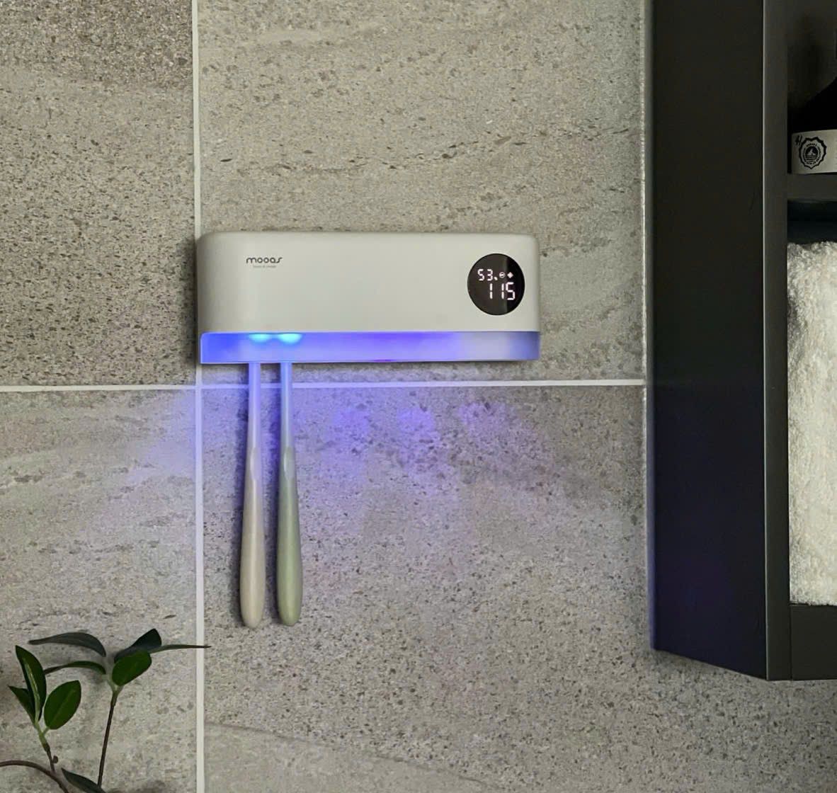 Máy khử khuẩn bàn chải đánh răng Mooas không dây tích hợp màn hình LED