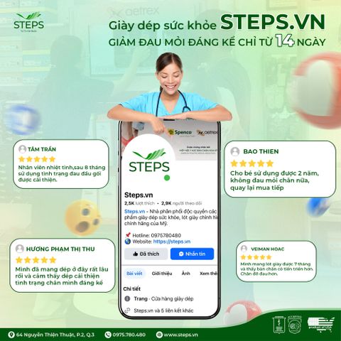Giày dép sức khỏe Steps.vn - Giảm đau mỏi đáng kể chỉ sau 14 ngày