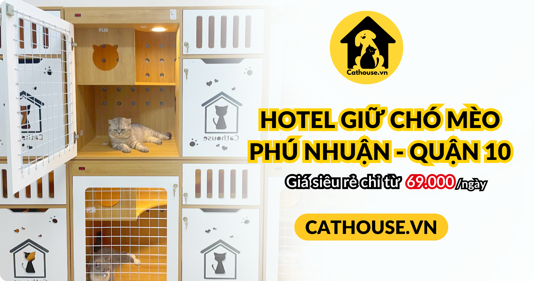 Hotel chó mèo giá rẻ dịp lễ 30/04 & 01/05 chỉ từ 69k/ngày