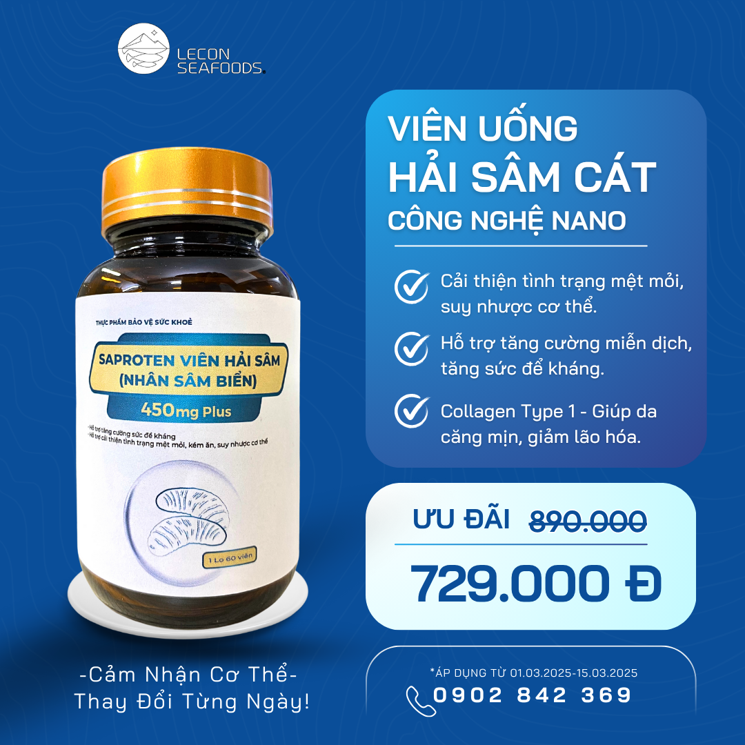 VIÊN NÉN HẢI SÂM CÁT NANO – DƯỠNG CHẤT GIÚP CƠ THỂ PHỤC HỒI TỐT HƠN!