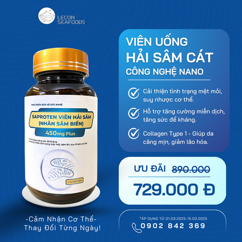 VIÊN NÉN HẢI SÂM CÁT NANO – DƯỠNG CHẤT GIÚP CƠ THỂ PHỤC HỒI TỐT HƠN!