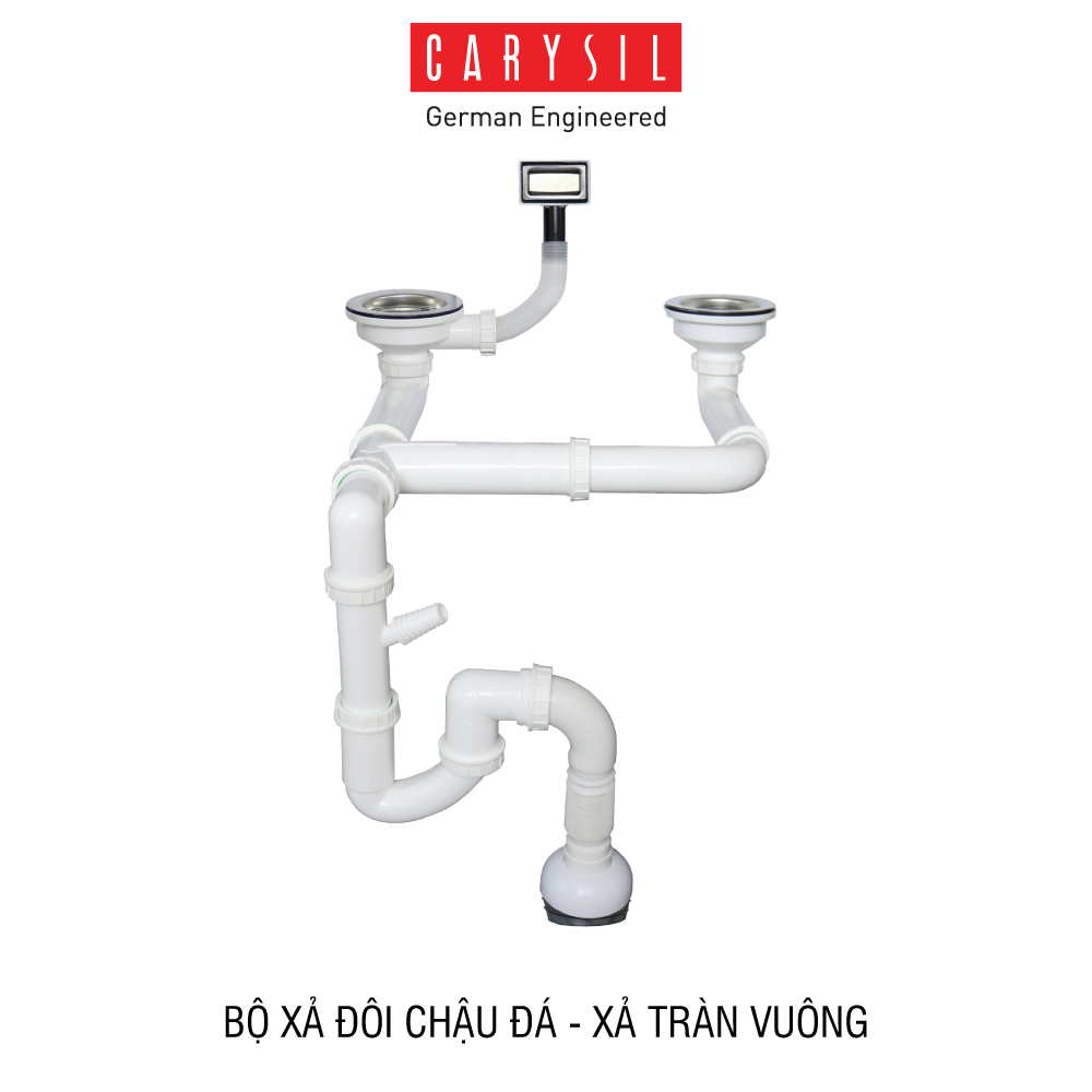 Bộ xả chậu rửa chén 2 hộc Carysil