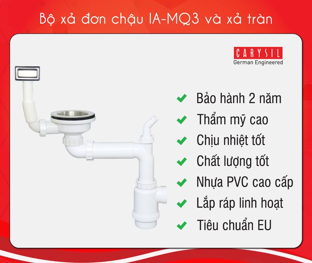 Chậu Rửa Chén Inox304 Carysil IA-MQ3